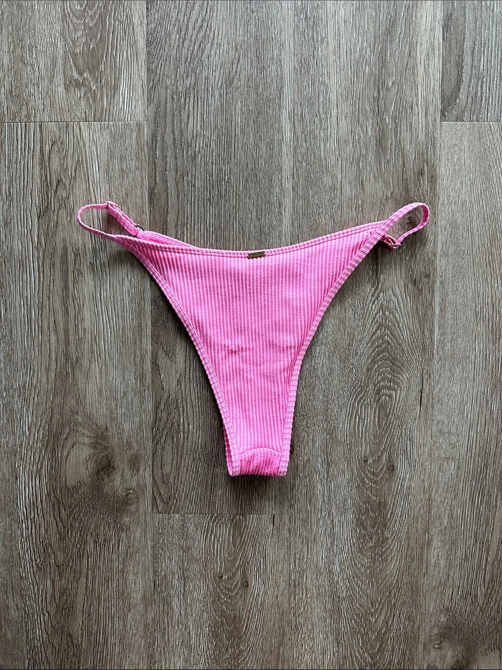 Hollister Ribbed Bikini Bottom‎ Pink Small High Cut Cheeky